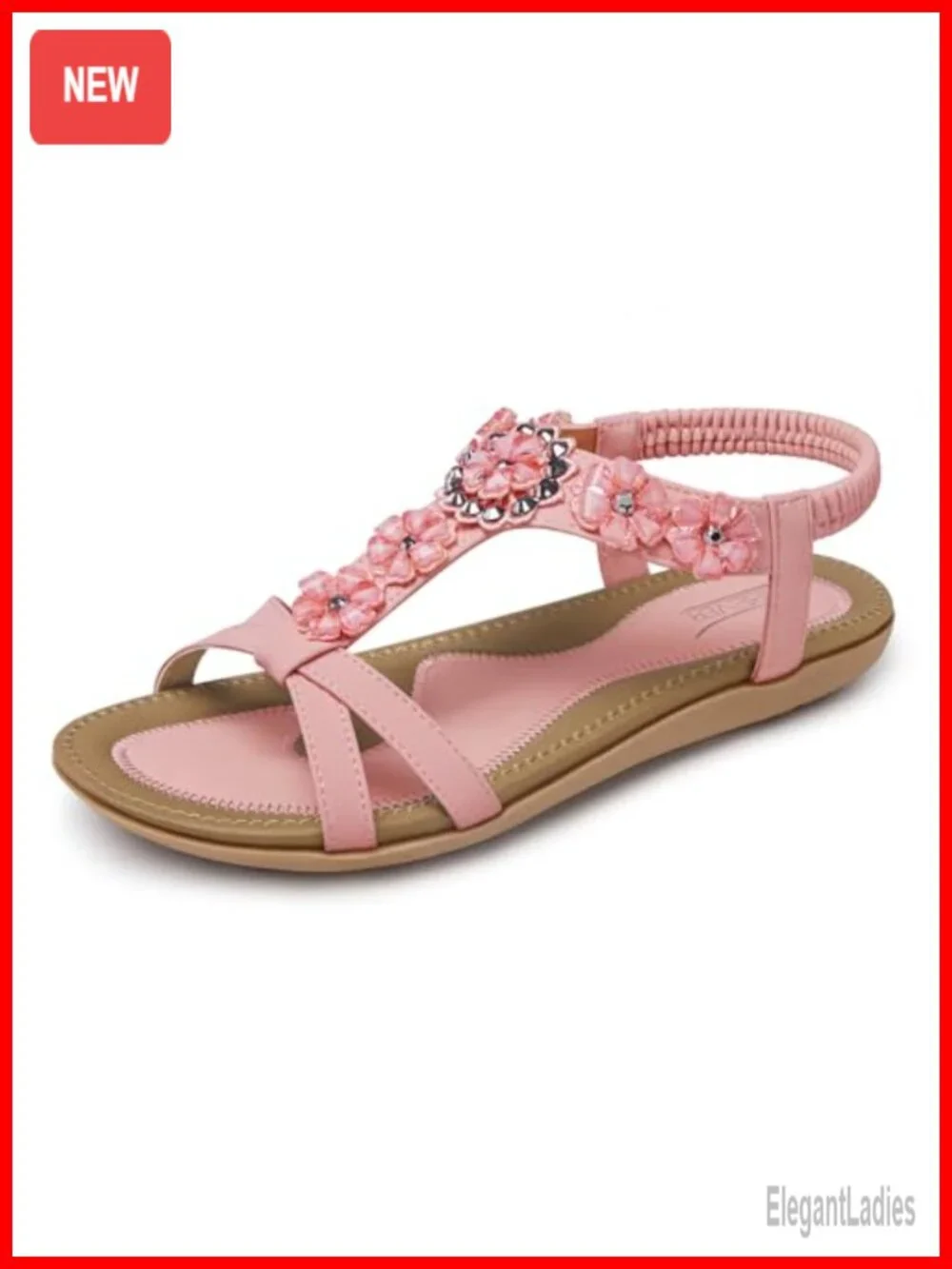 SHIBEVER Dressy Flat Sandals Arch Support Slip-On Bohemian Open Toe Comfort